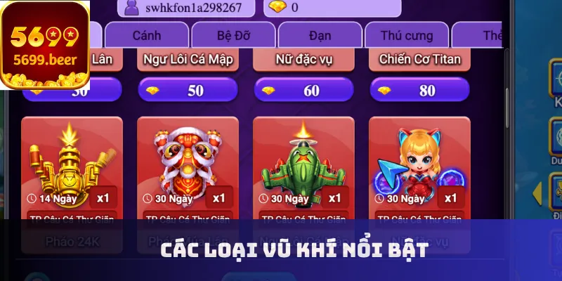 các loại vũ khí nổi bậc trong game